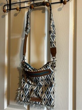Myra Bag Boho Southwestern Canvas Leather Crossbody Bag